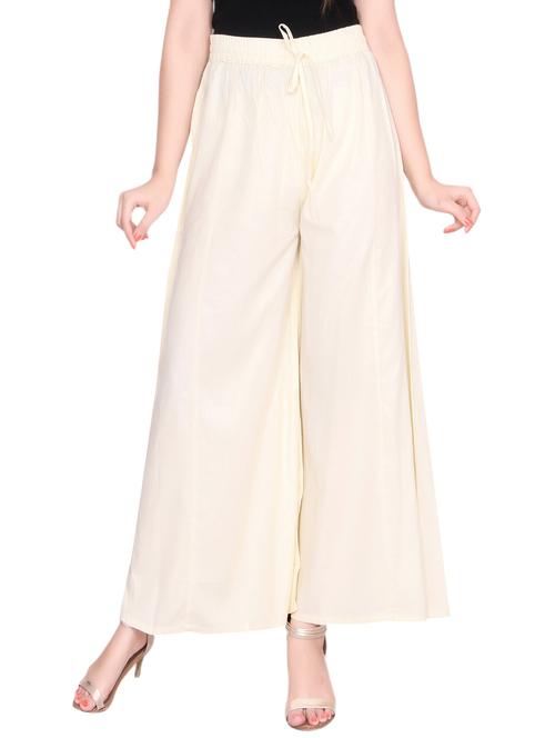 beige rayon flared palazzo - 14166361 - Very Small Image - 1