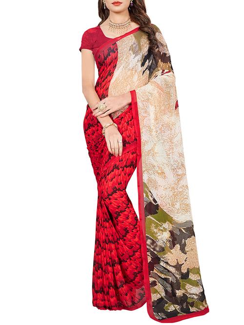 multi colored georgette printed saree with blouse - 14166564 - Very Small Image - 1