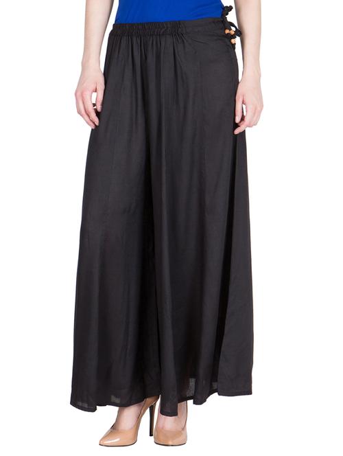 solid black viscose palazzo - 14166760 - Very Small Image - 1