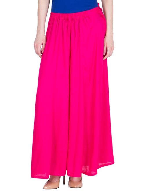 solid pink viscose palazzo - 14166761 - Very Small Image - 1