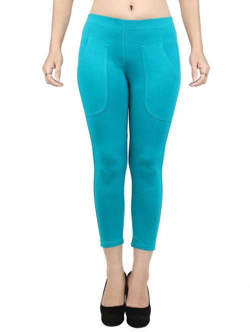 light blue cotton blend capri - 14166791 - Very Small Image - 1