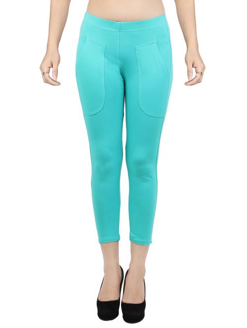 light blue cotton blend capri - 14166796 - Very Small Image - 1