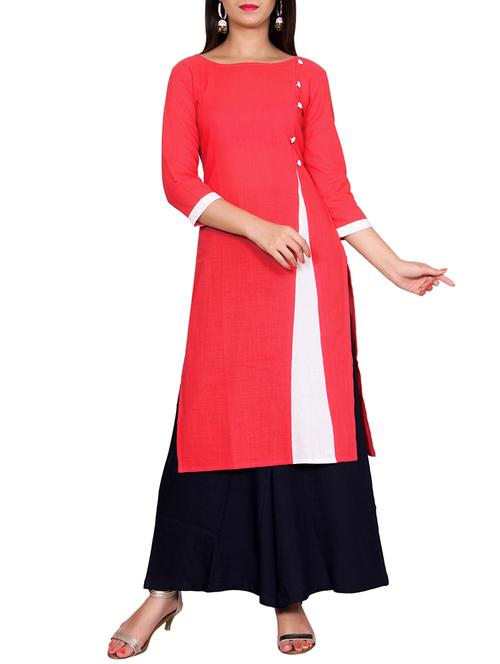 straight color block kurta - 14167102 - Very Small Image - 1