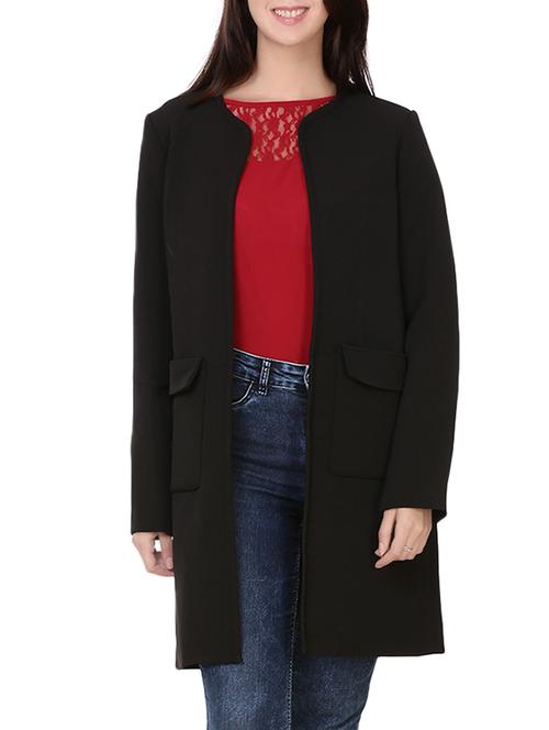 solid black casual coat - 14167644 - Very Small Image - 1
