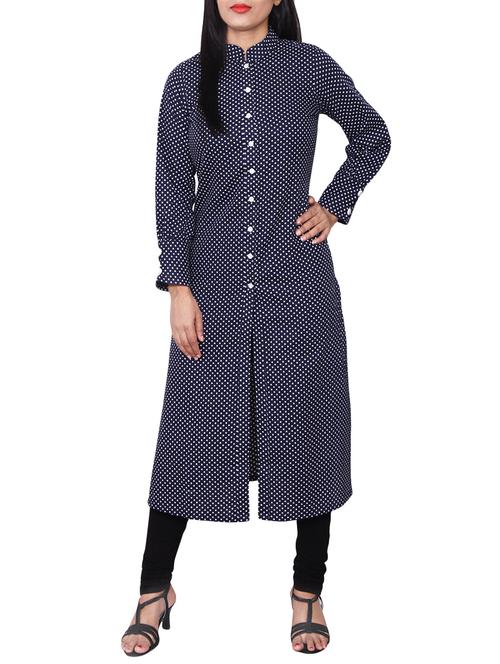 blue cotton straight kurta - 14167860 - Very Small Image - 1