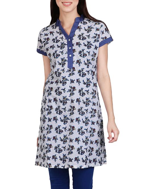 white cotton straight kurta - 14167931 - Very Small Image - 1