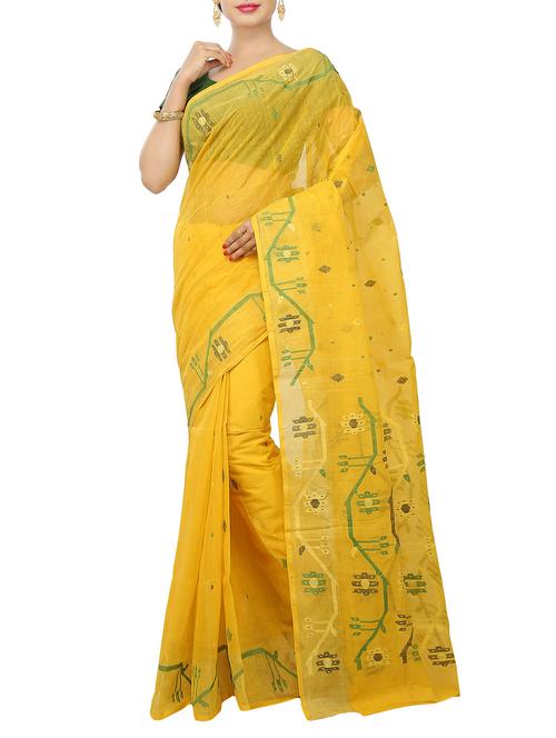 yellow cotton tant saree - 14168686 - Very Small Image - 1