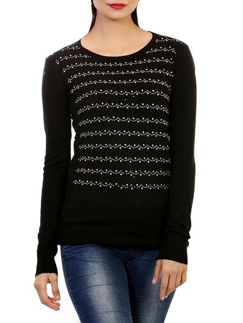 solid black woolen pullover - 14169369 - Very Small Image - 1