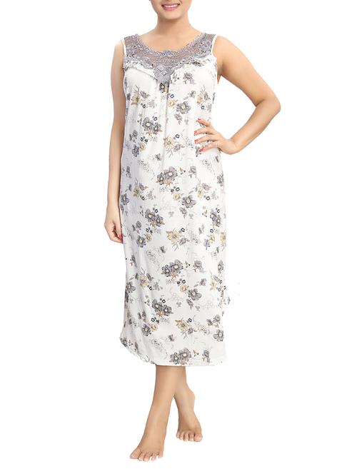 grey cotton nighty - 14170753 - Very Small Image - 1