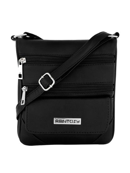black leatherette  regular sling bag - 14172639 - Very Small Image - 1
