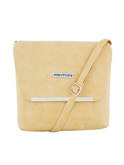 beige leatherette  regular sling bag - 14172650 - Very Small Image - 1