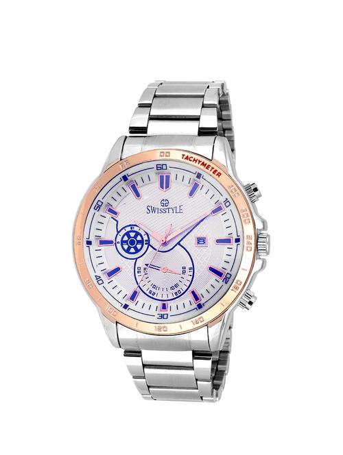 swisstyle stainless steel round dial anolog watch - 14172760 - Very Small Image - 1