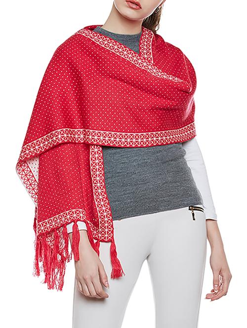 pink printed woolen stole - 14173159 - Very Small Image - 1