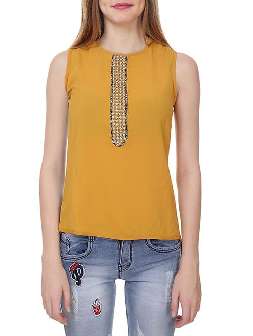 yellow rayon regular top - 14174793 - Very Small Image - 1