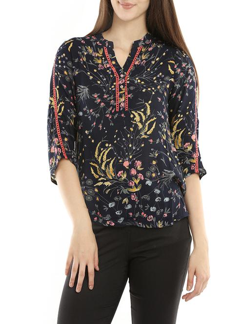 navy blue viscose top - 14175307 - Very Small Image - 1