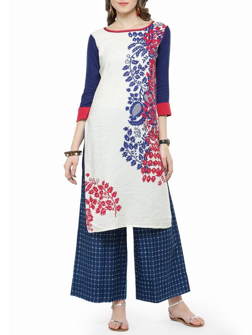 printed kurta with palazzo set - 14175827 - Very Small Image - 1