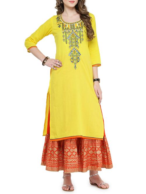 embroidered straight kurta - 14175876 - Very Small Image - 1
