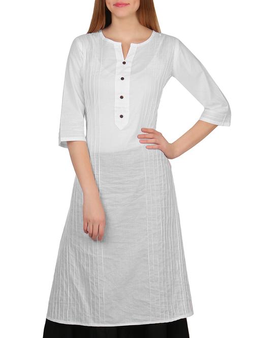 white cotton aline kurta - 14175964 - Very Small Image - 1