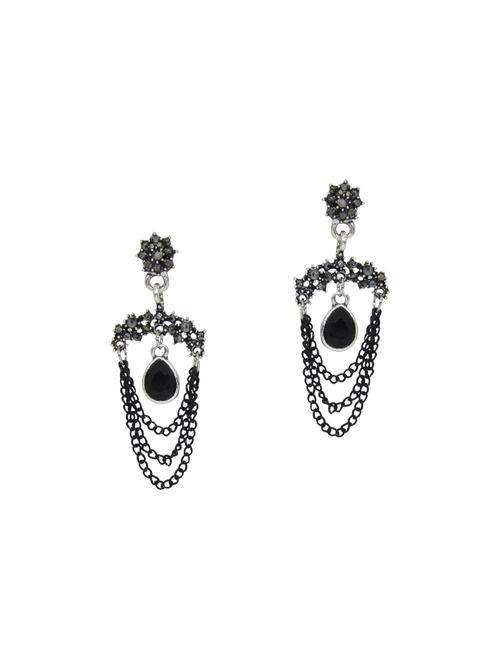 black drop silver tone earrings - 14177545 - Very Small Image - 1