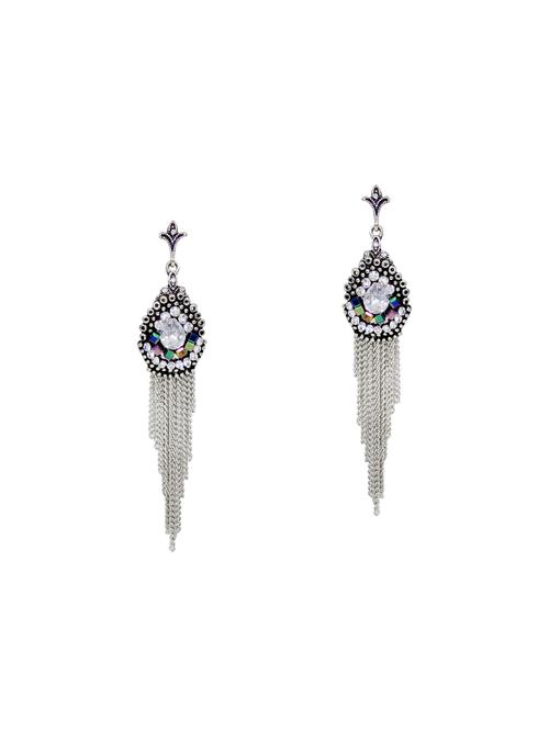 silver metal drop earrings - 14177577 - Very Small Image - 1