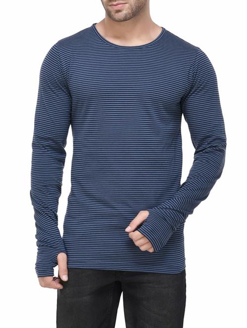 navy blue cotton thumb hole t-shirt - 14177700 - Very Small Image - 1