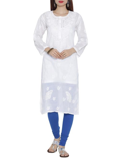 ada white cotton chikankari kurta - 14178920 - Very Small Image - 1