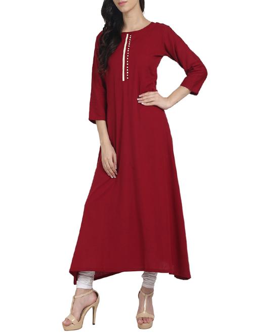 placket detaling a-line kurta - 14180147 - Very Small Image - 1