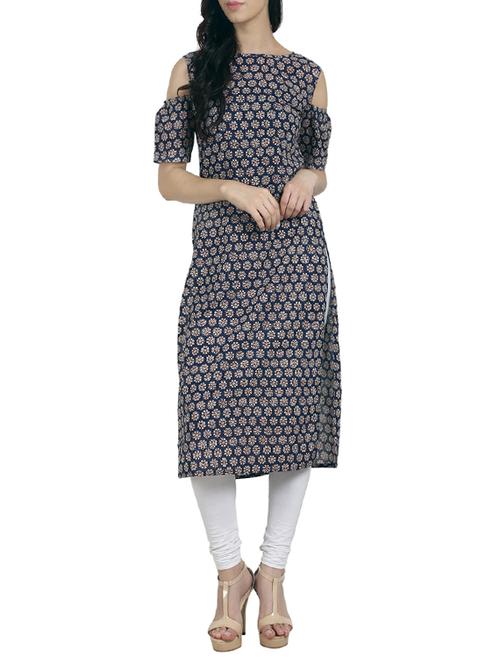 cold shoulder straight kurta - 14180149 - Very Small Image - 1