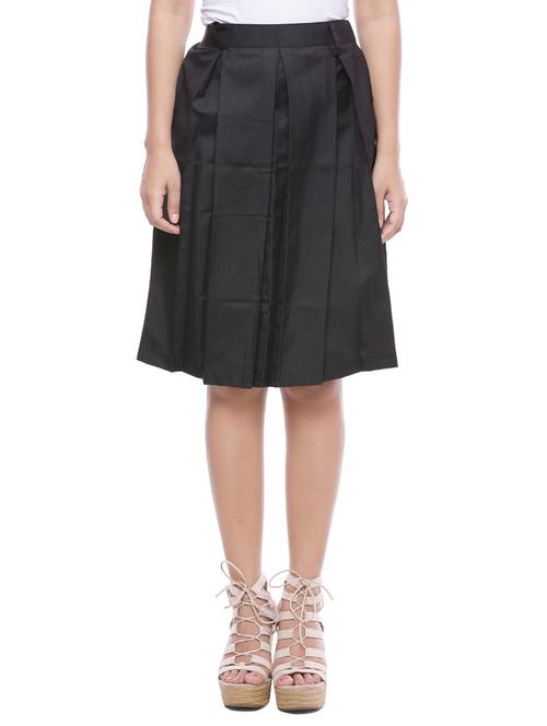 black cotton box pleat skirt - 14180224 - Very Small Image - 1