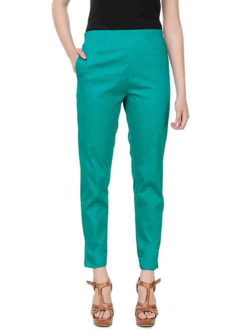 blue cotton lycra chinos trouser - 14180967 - Very Small Image - 1