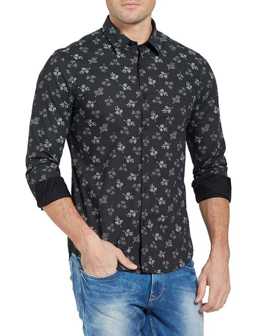 black cotton casual shirt - 14181560 - Very Small Image - 1