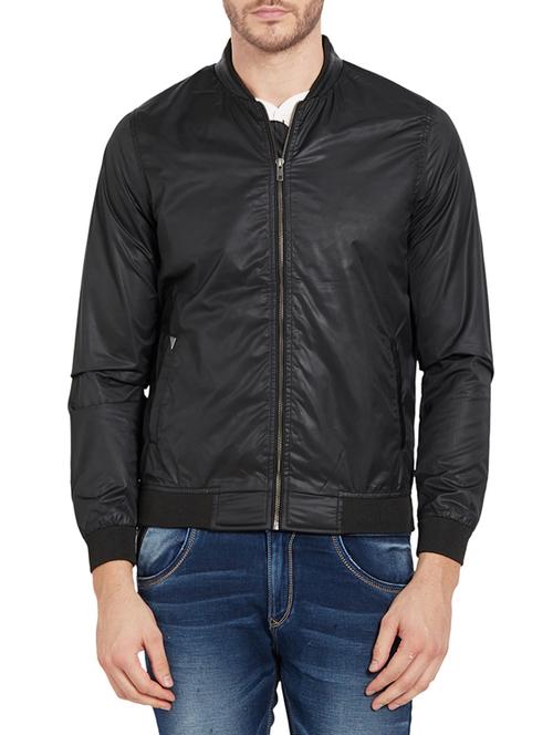 Black Polyester Casual Jacket - 14181614 - Very Small Image - 1