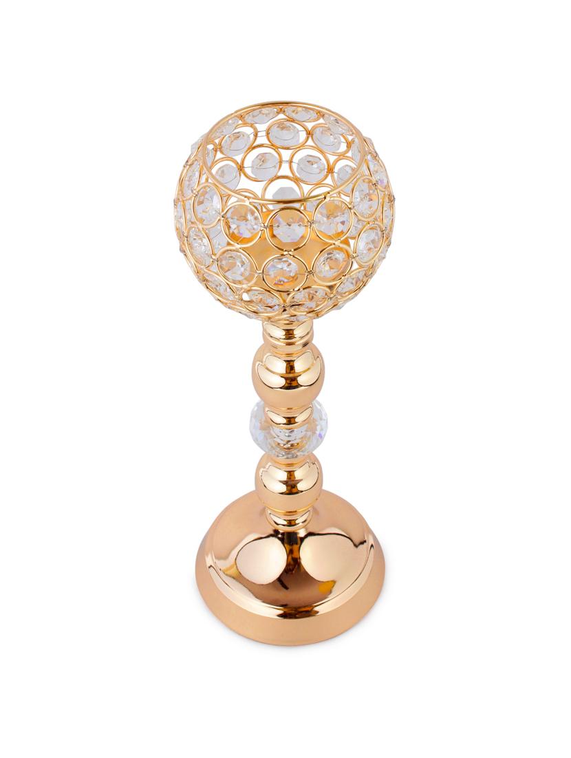 crystal tealight pillar candle stand showpiece - 14182831 - Standard Image - 2