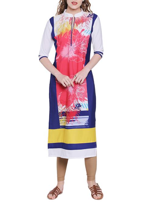 white crepe straight kurta - 14183911 - Very Small Image - 1
