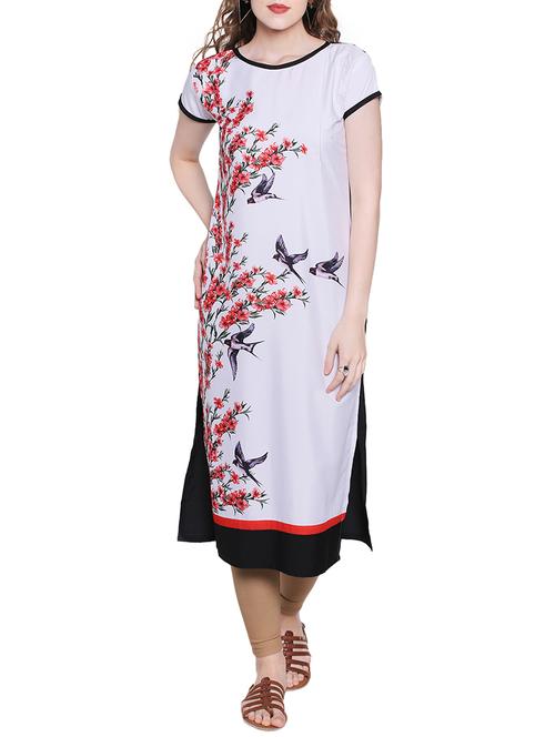 white crepe straight kurta - 14183914 - Very Small Image - 1