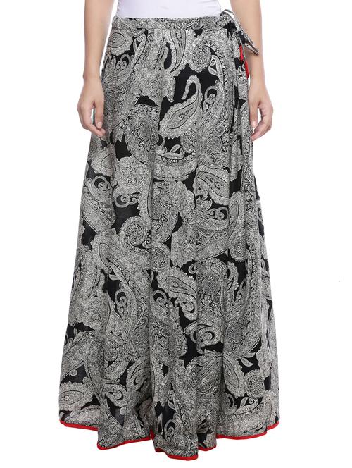 black paisley print flared skirt - 14183961 - Very Small Image - 1