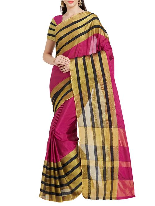 pink bordered saree with blouse - 14184075 - Very Small Image - 1