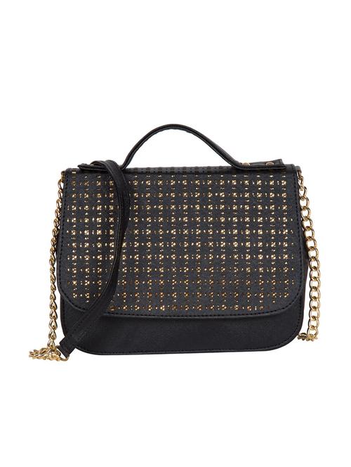 black leatherette  regular sling bag - 14184723 - Very Small Image - 1