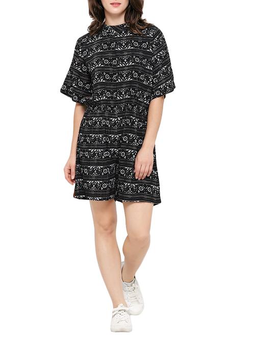 black printed rayon romper - 14184742 - Very Small Image - 1