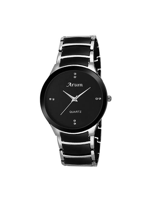 arum new stylish black &silver watch for men - 14185210 - Very Small Image - 1