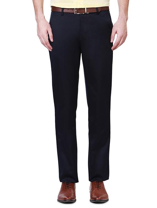 navy blue cotton blend formal trouser - 14188505 - Very Small Image - 1