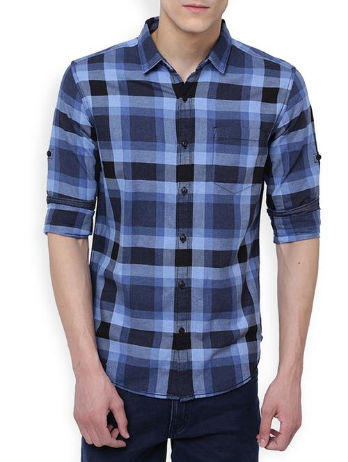 blue cotton casual shirt - 14189282 - Very Small Image - 1