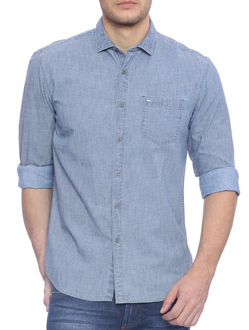 light blue cotton casual shirt - 14189464 - Very Small Image - 1