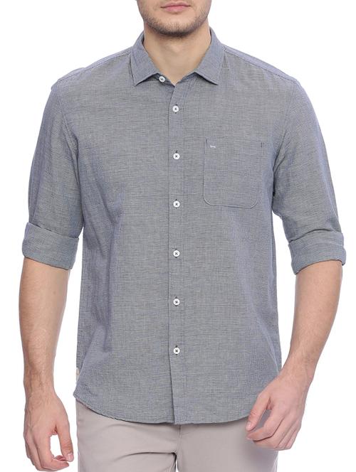 grey cotton blend casual shirt - 14189466 - Very Small Image - 1