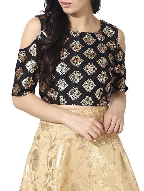 black silk blend printed stitched blouse - 14189703 - Very Small Image - 1