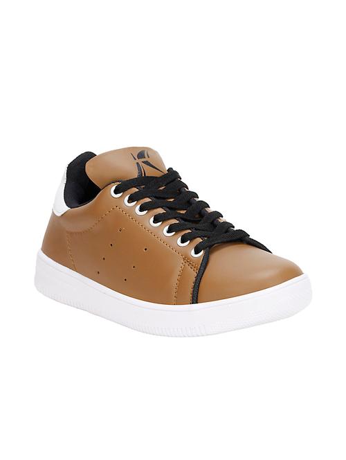 brown leatherette lace up sneaker - 14191593 - Very Small Image - 1