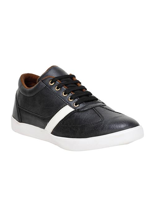 black leatherette lace up sneaker - 14191597 - Very Small Image - 1