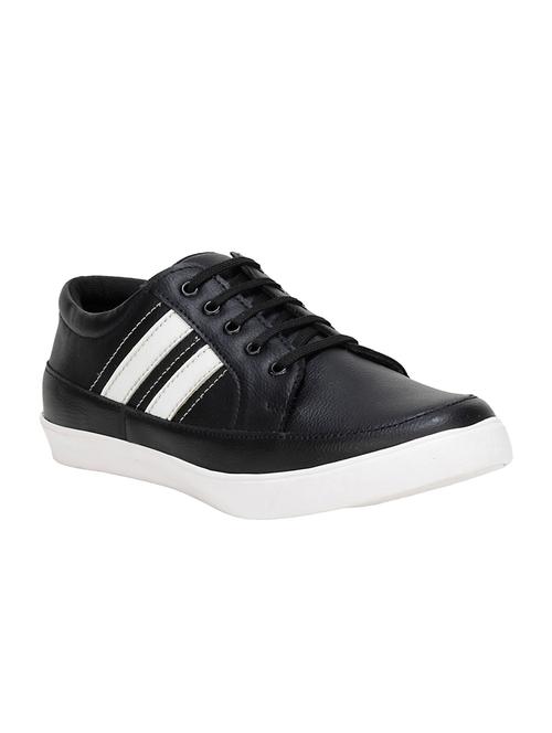 black leatherette lace up sneaker - 14191603 - Very Small Image - 1