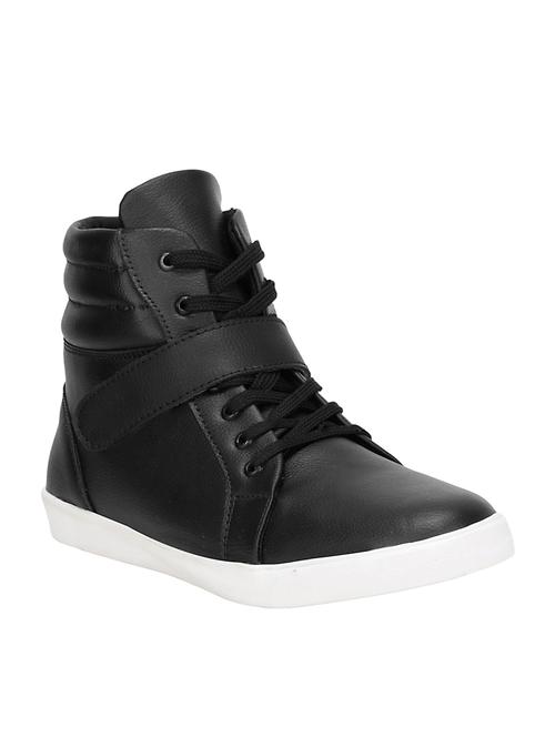 black leatherette lace up sneaker - 14191604 - Very Small Image - 1