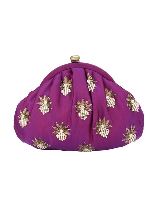 purple silk pouch clutch - 14191793 - Very Small Image - 1